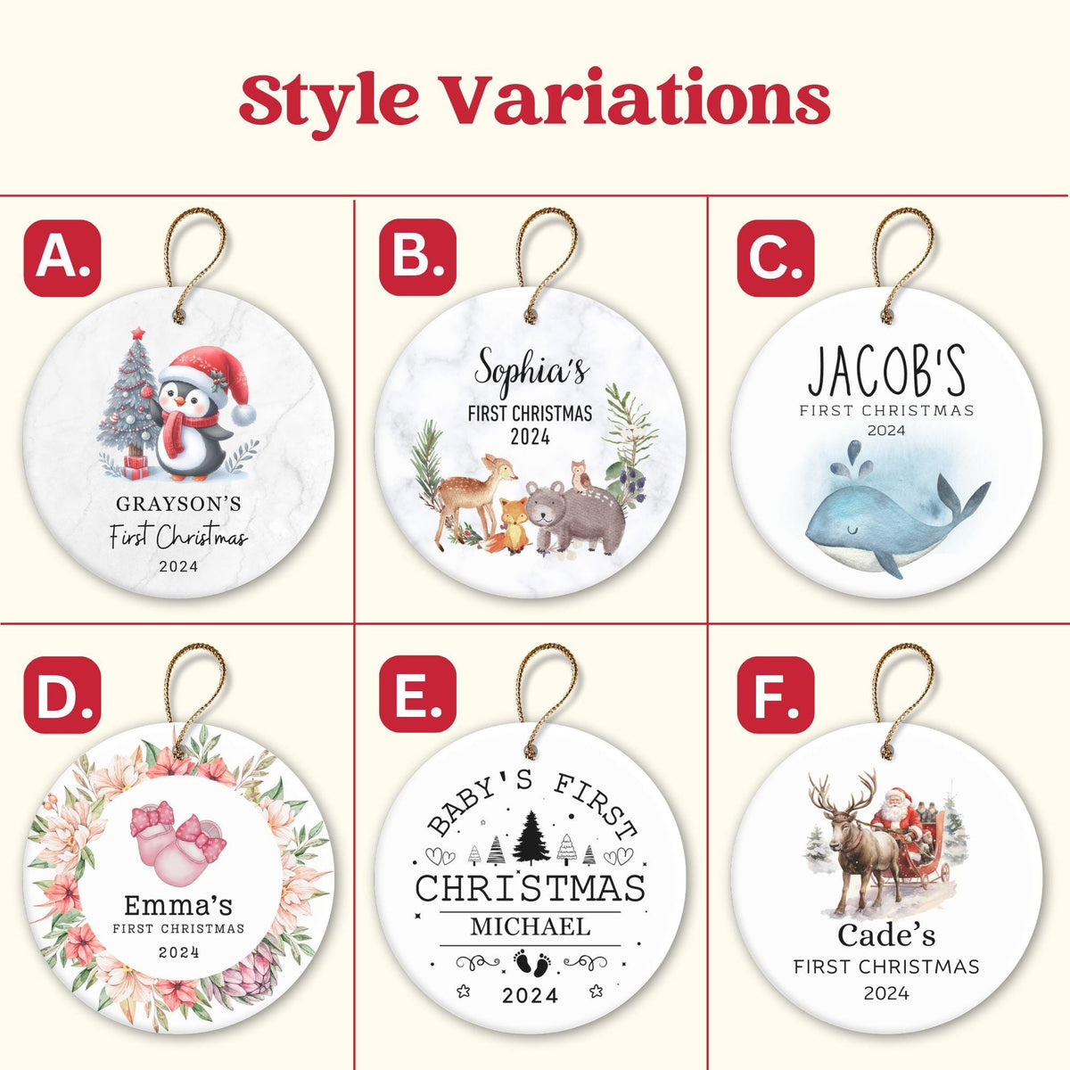 Baby First Christmas Ornaments Personalized Baby Gift Boy